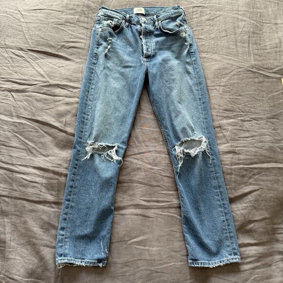 Citizens of Humanity Womens Jeans Charlotte Crop Distressed Light Wash 27 - Picture 1 of 16